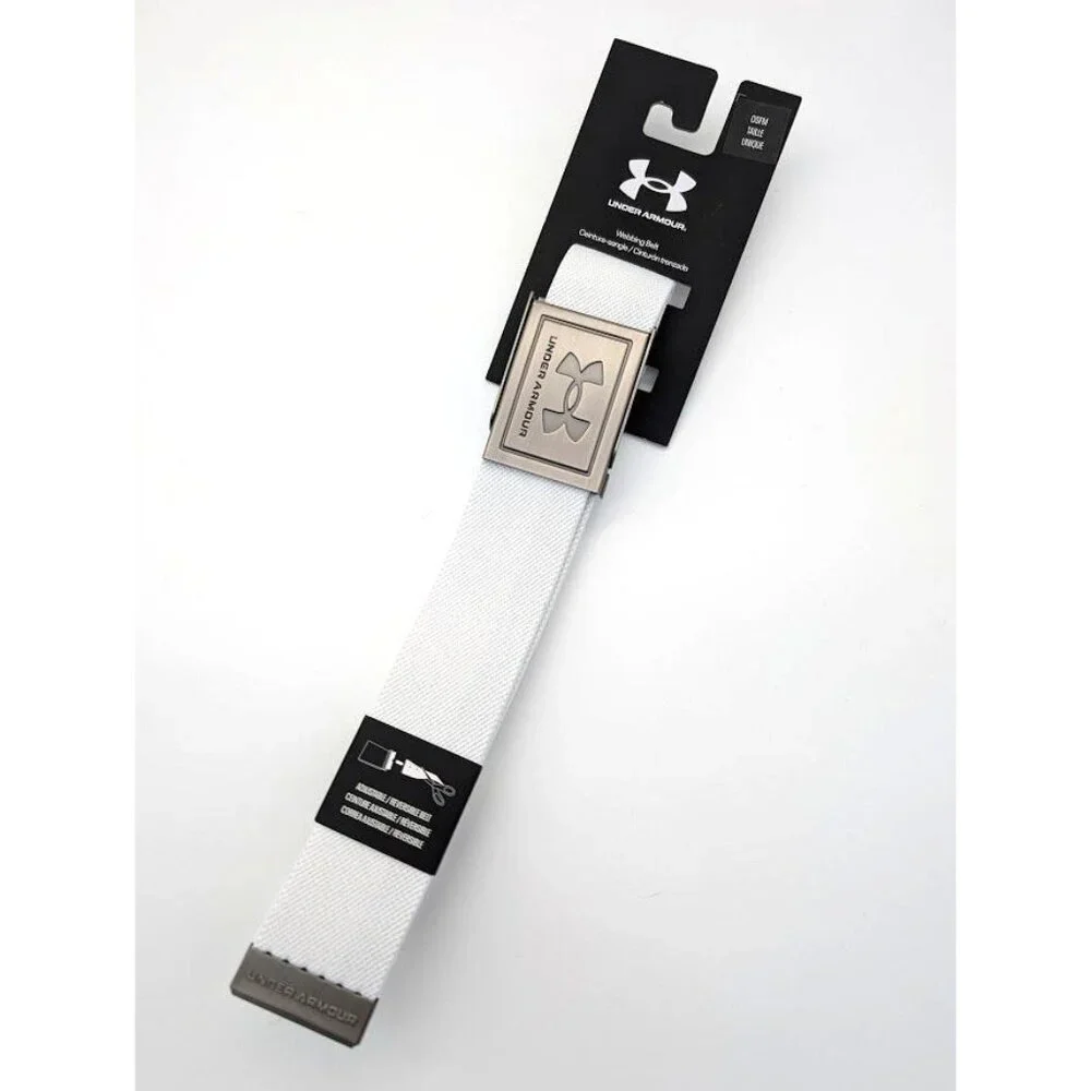 Under‎ Armour Webbing Belt Golf OSFM Cut To Fit Adjustable Elastic Stretch White